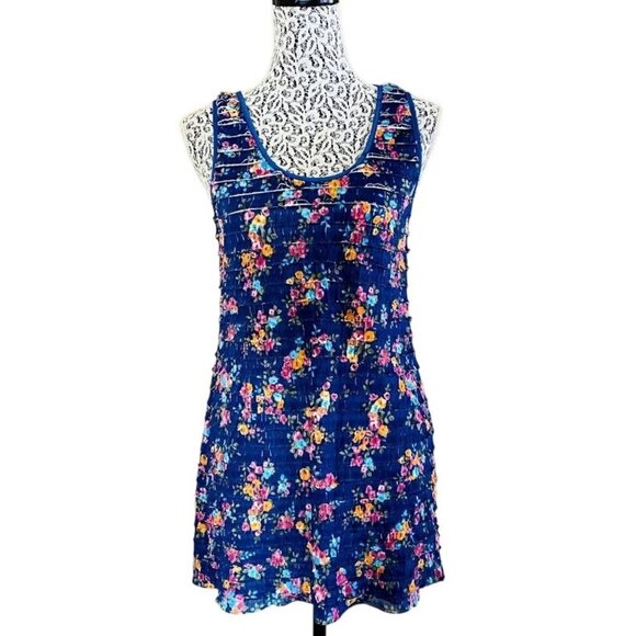 Free People Floral Layered Ruffle Sleeveless Dress Navy Size S/P - Picture 2 of 6